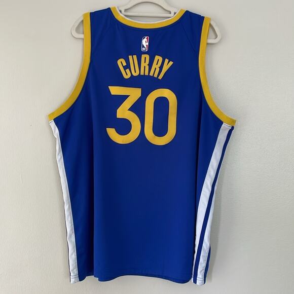 Nike NBA  Stephen Curry 30 Golden State Warriors Swingman Jersey Blue Yellow 2XL - Picture 2 of 11